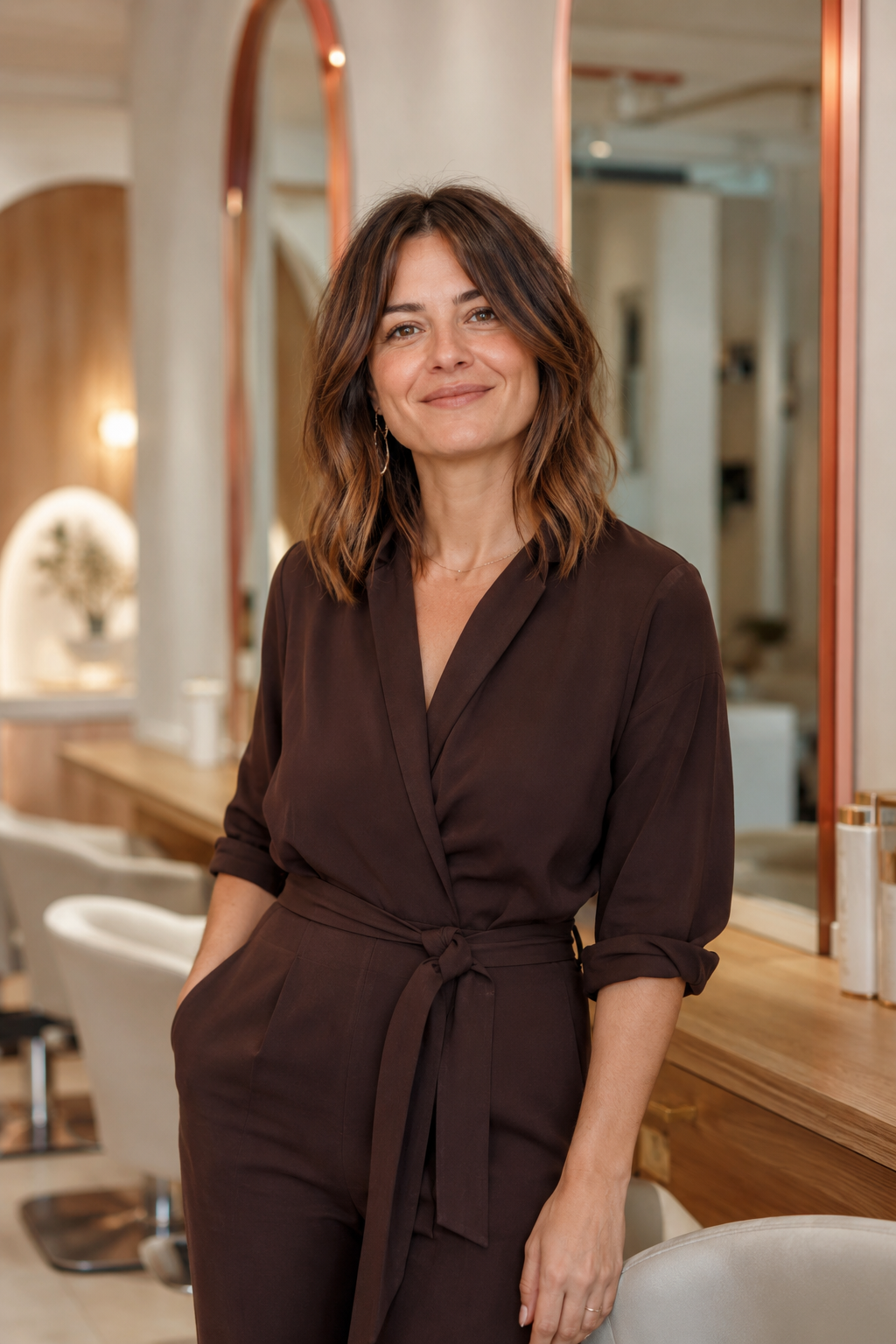 Portrait d’illustration d’une coiffeuse dans son salon